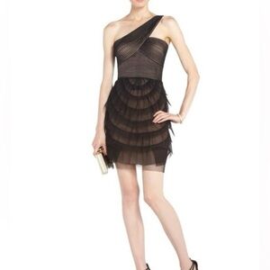 BCBG MaxAzaria Black Ruffled Cocktail Dress